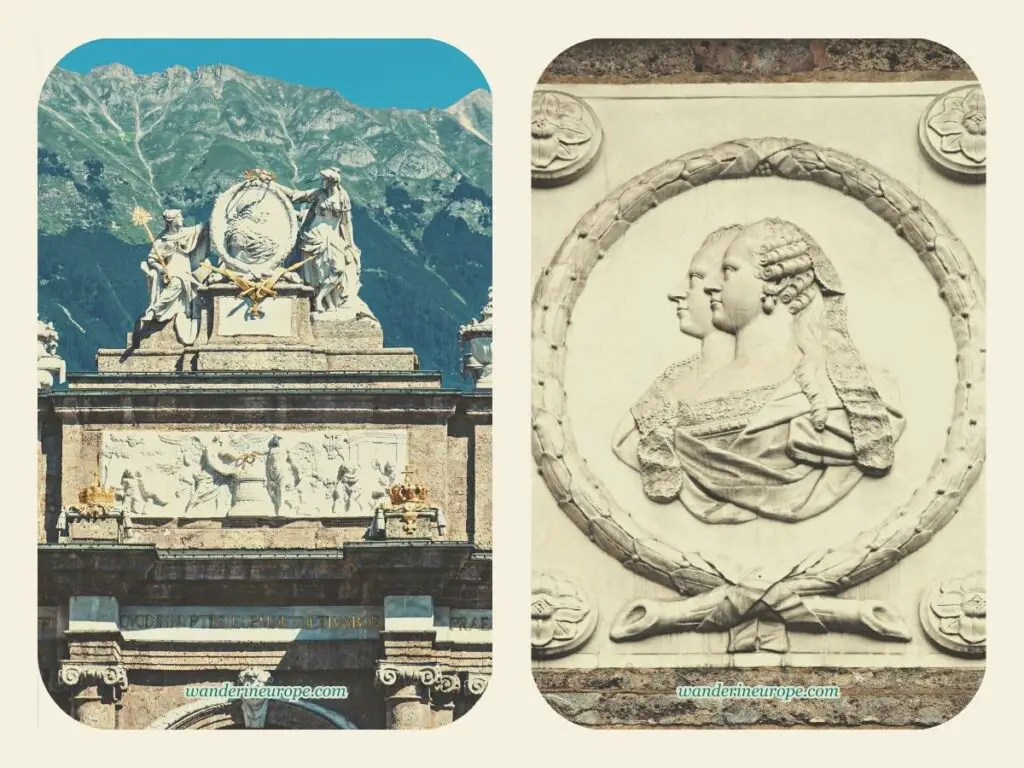 Beautiful elaborations of Triumphpforte, Old Town Innsbruck, Austria