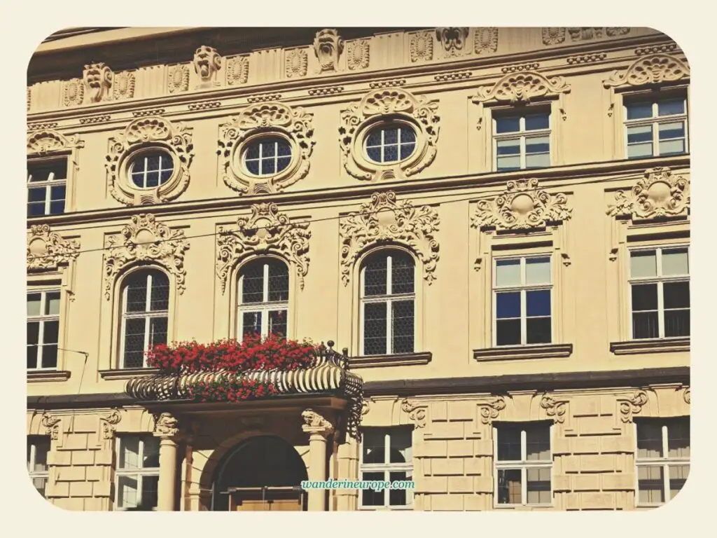 Facade of Palais Fugger-Taxis along Maria-Theresien-Straße, Old Town Innsbruck, Austria