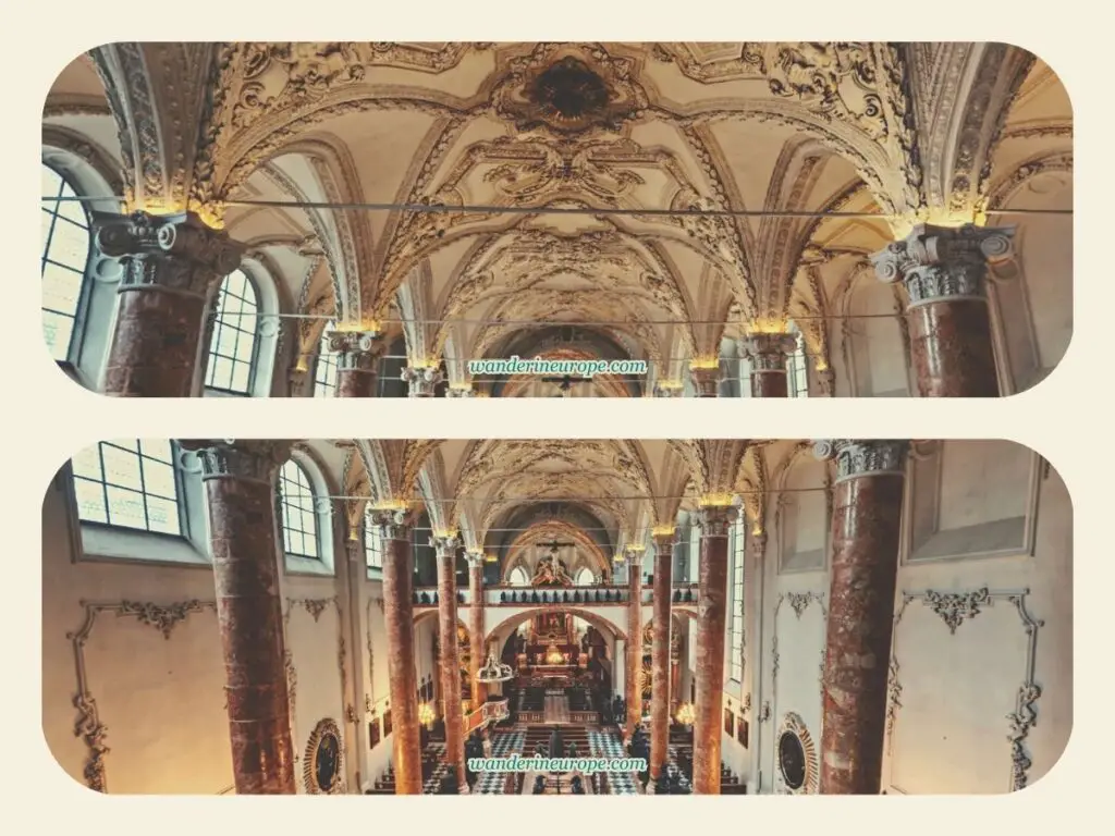 Intricate interior of Court Church (Hofkirche) in Innsbruck, Austria