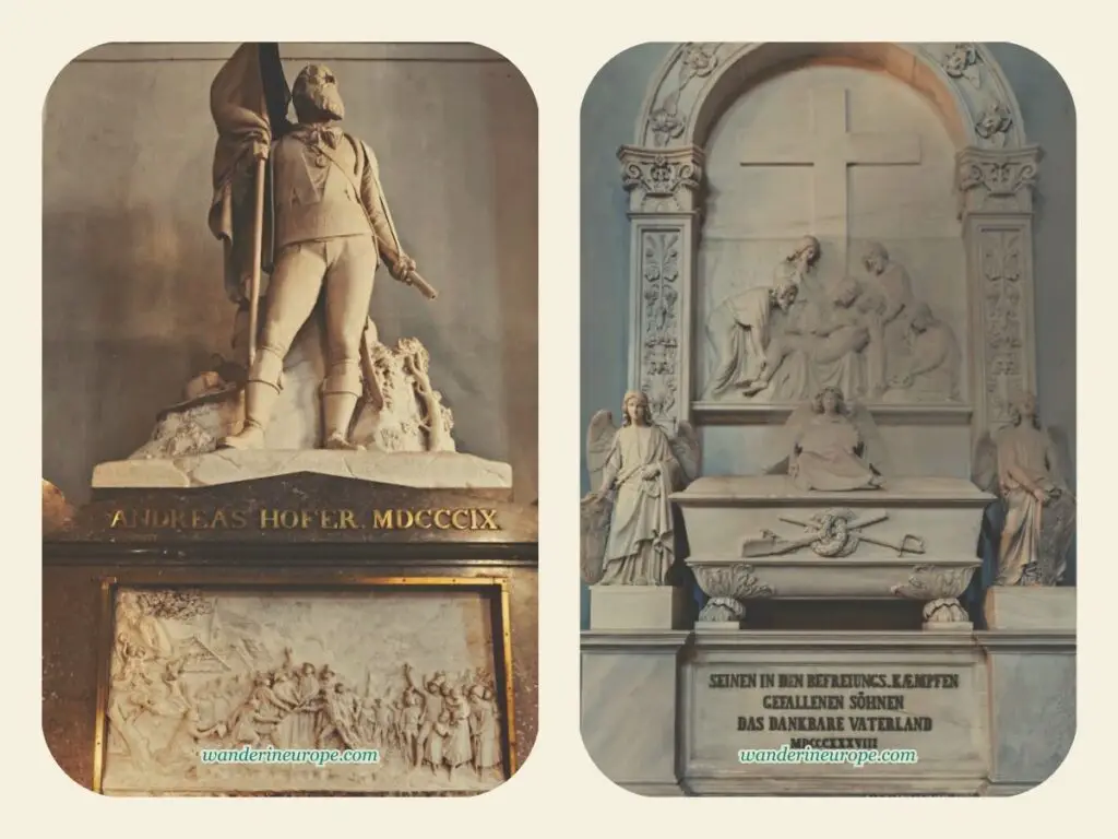 Monument of Andreas Hofer and the fallen sons inside Court Church (Hofkirche) in Innsbruck, Austria