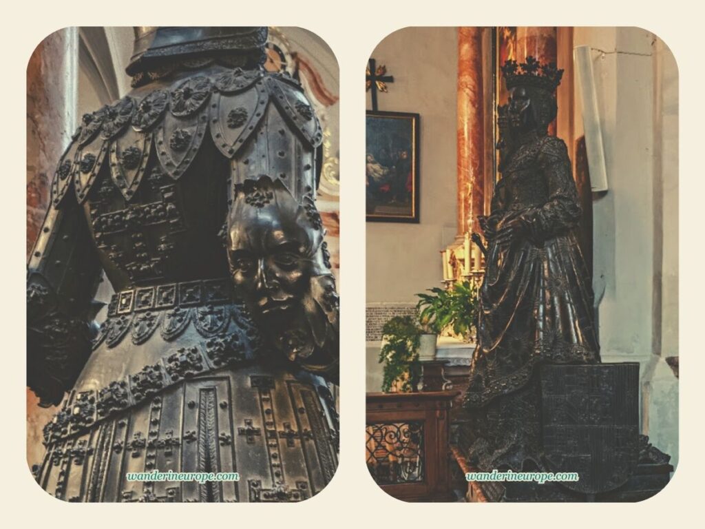 Richly adorned sculptures of Maximilian I's relatives and heroes in Court Church (Hofkirche) in Innsbruck, Austria