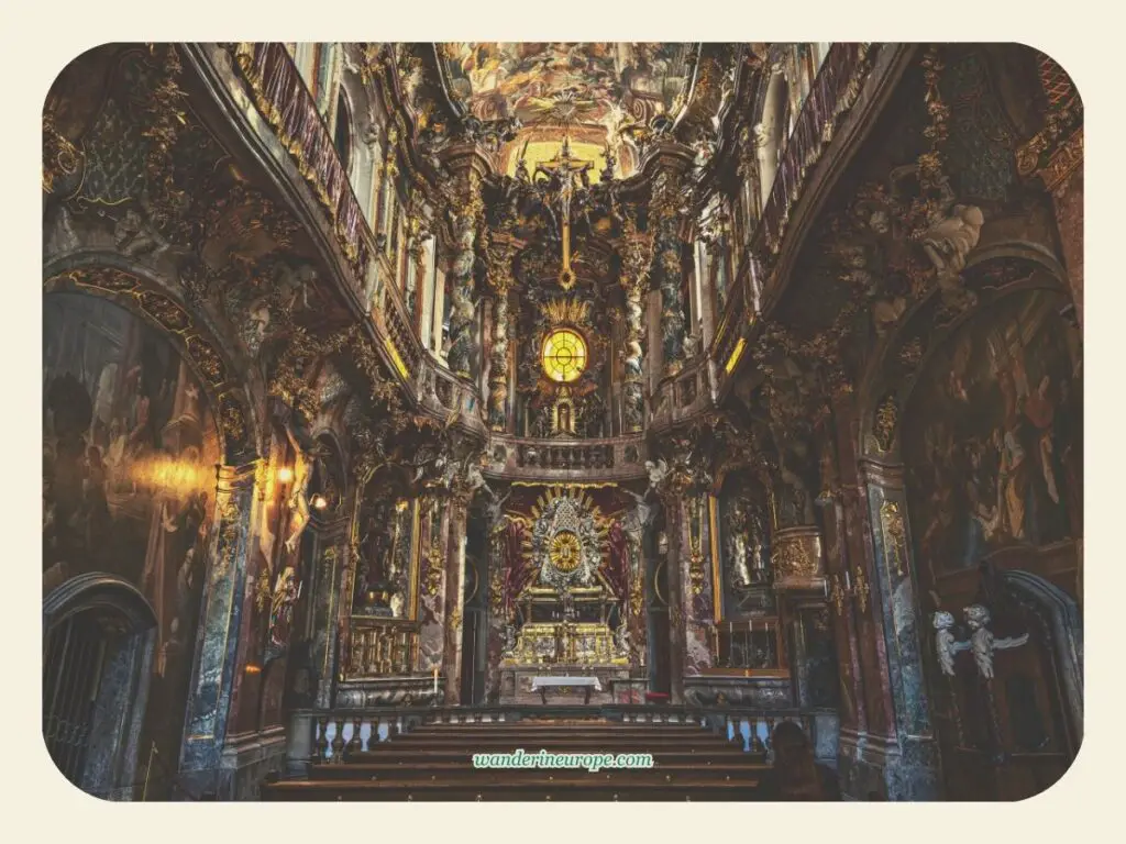 The overwhelmingly stunning works of the Asam Brothers inside their church in Munich, Germany