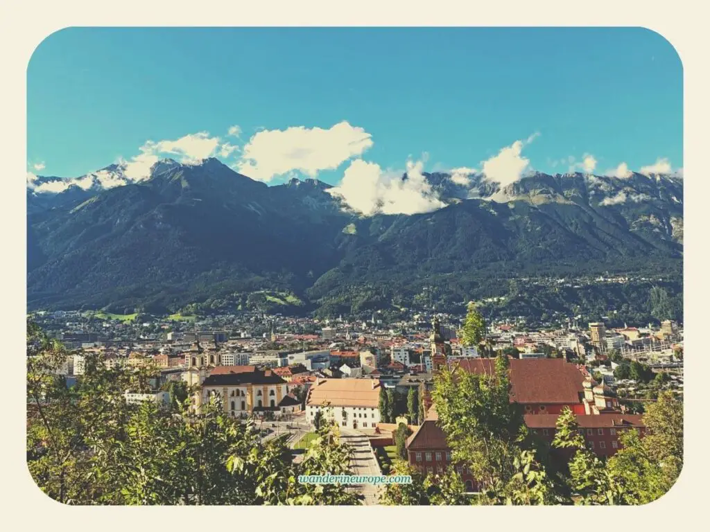 View of Nordkette and the city of Innsbruck from Tirol Panorama Museum, Innsbruck, Austria