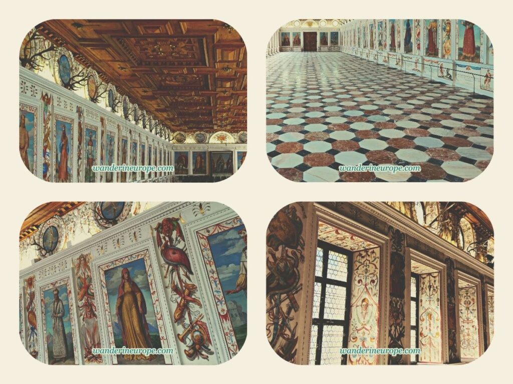 Beautiful details inside Spanish Hall in Ambras Castle in Innsbruck, Austria
