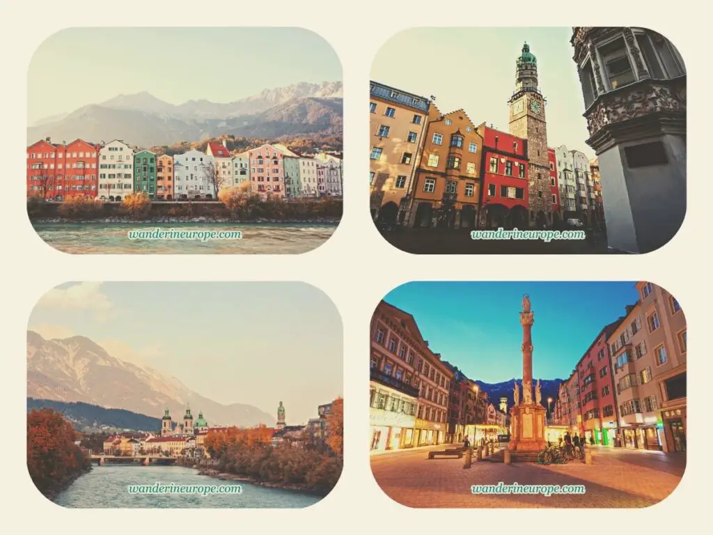 Beautiful landmarks, streets, and scenery in Innsbruck, Austria