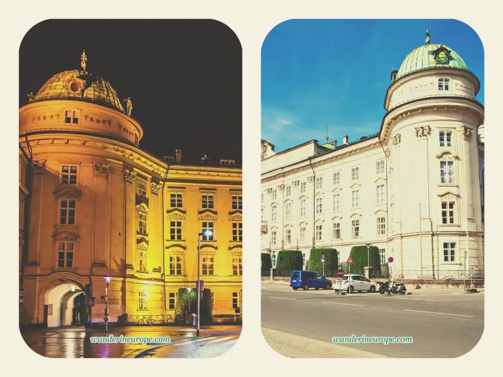 Hofburg on different hours of the day in Innsbruck, Austria