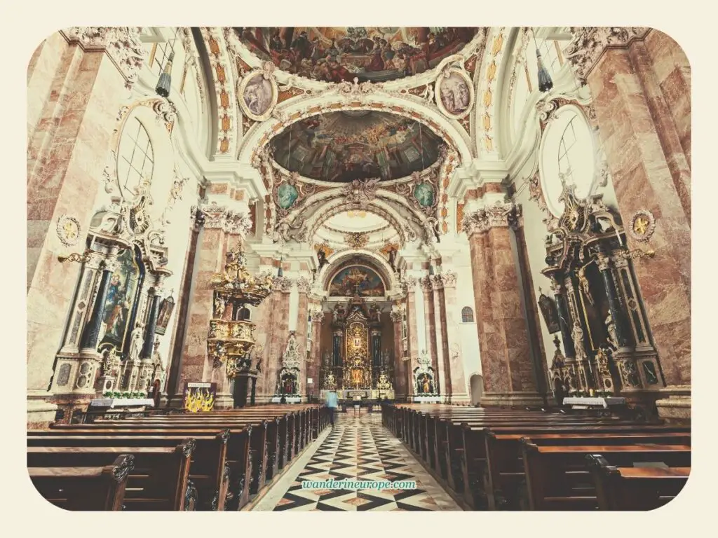 Interiors of Saint James Cathedral in Innsbruck, Austria
