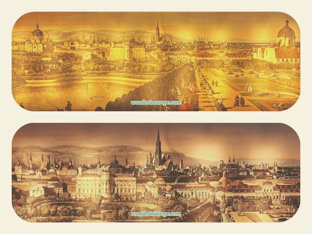 Panorama of Vienna in the Anteroom of Mozart's birthplace in Salzburg, Austria