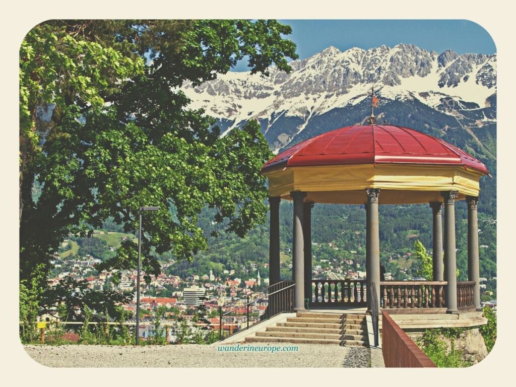 Picturesque view of the pavilion of Tirol Panorama Museum with Nordkette in the backdrop, Innsbruck, Austria