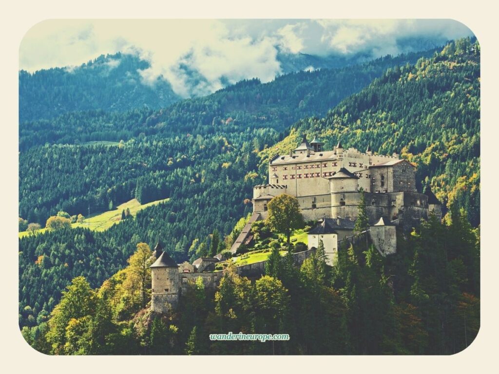 Fairytale view of Hohenwerfen Fortress, Werfen, Salzburg, Austria