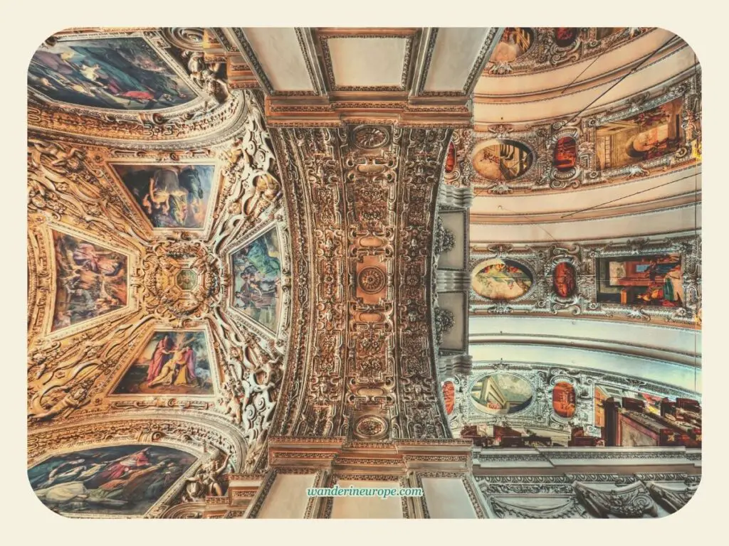 Feast-for-the-eyes stuccos and frescoes of Salzburg Cathedral, Salzburg, Austria