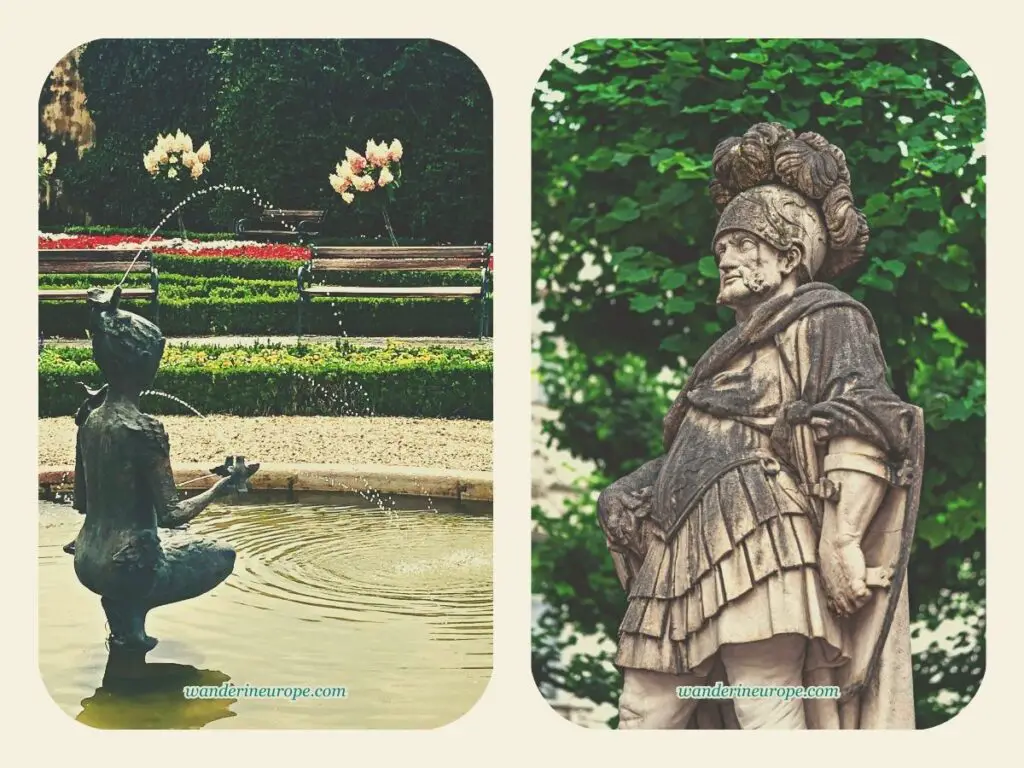 Fountains and statues in Mirabell Garden in Salzburg, Austria