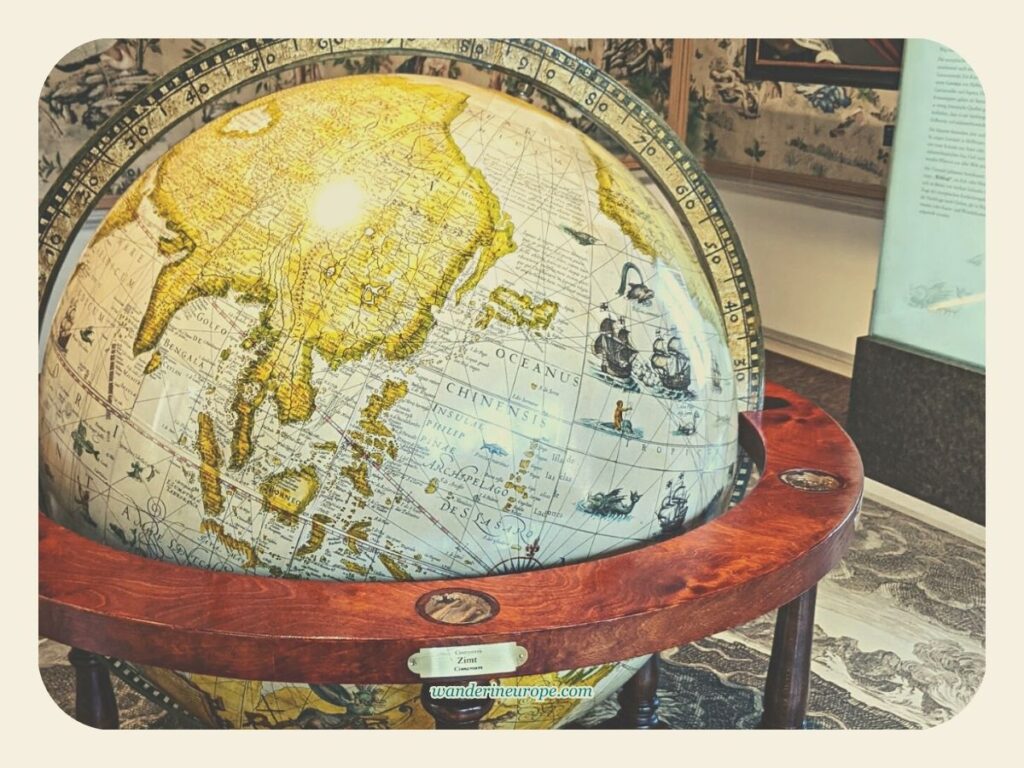 I see the Philippines! The globe in the middle of the Chinese Room of Hellbrunn Palace, Salzburg, Austria