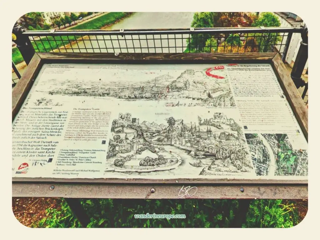 Information board at Humboldt Terrace in Mönchsberg, Salzburg, Austria