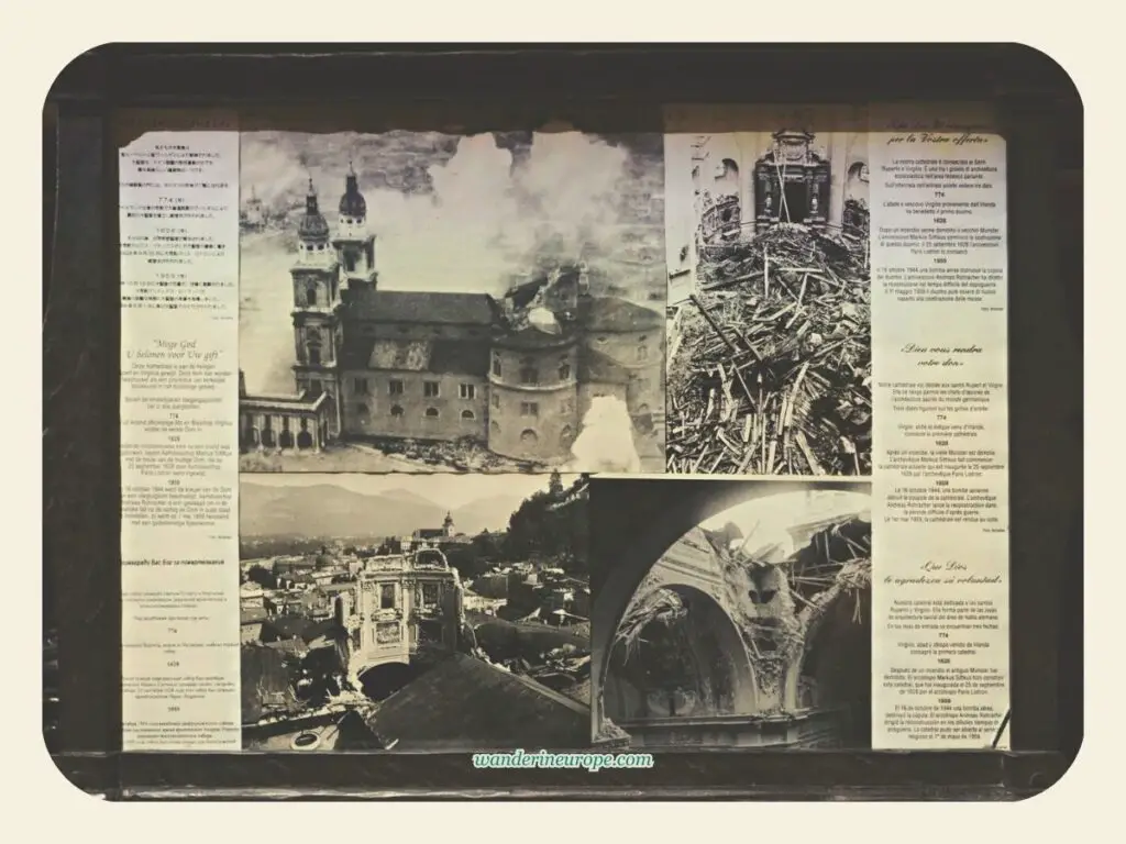 Photos of the Salzburg Cathedral bombing in 1944 World War II, Salzburg, Austria