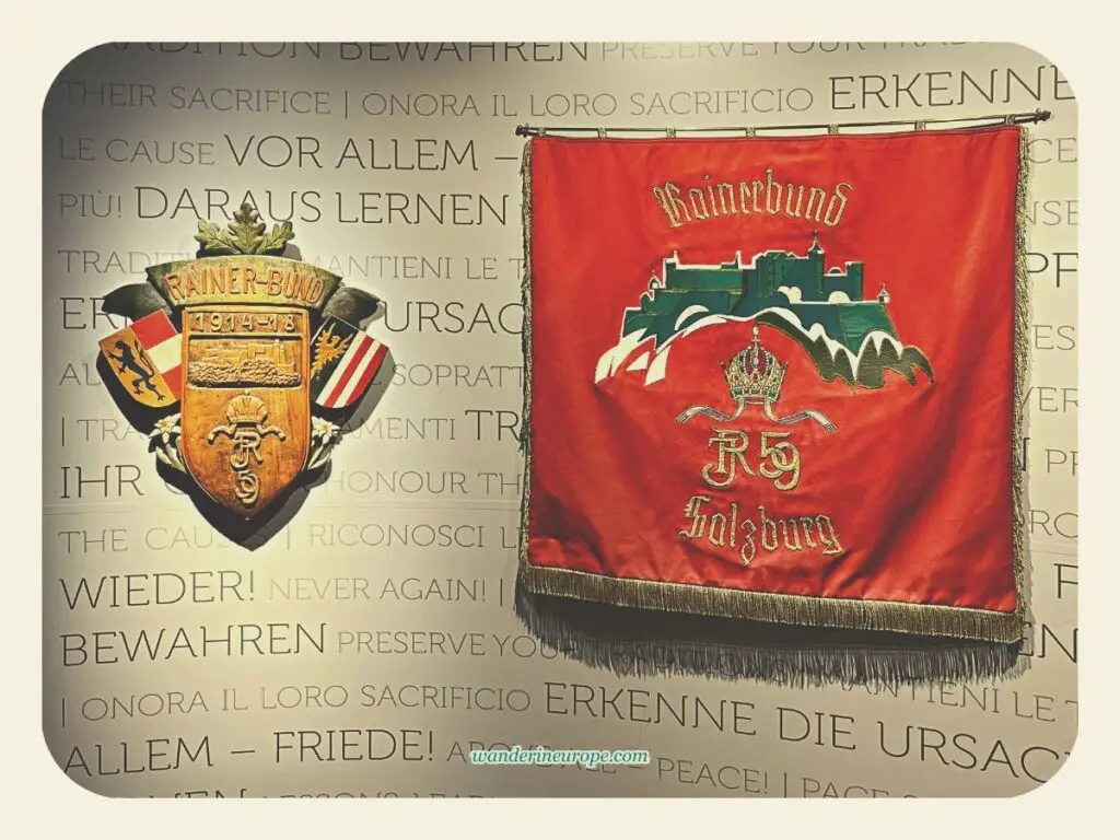 Symbol and Banner of Rainer Regiment in Hohensalzburg Fortress, Salzburg, Austria