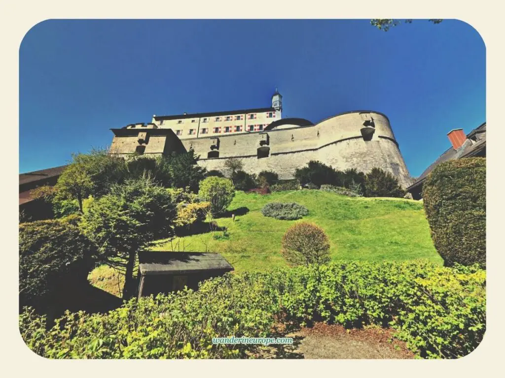 The castle from Hohenwerfen Fortress’ gardens, Werfen, Salzburg, Austria