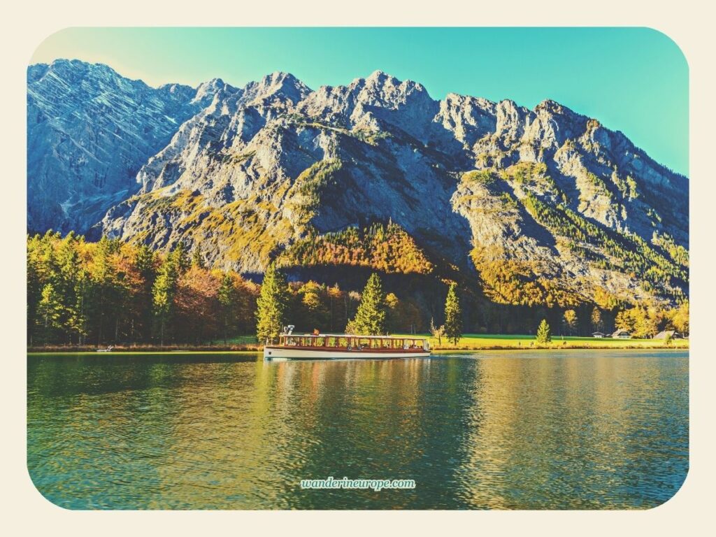 The stunning scenery you'll see during a boat ride in Konigssee, Berchtesgaden, Bavaria, Germany, a day trip from Salzburg