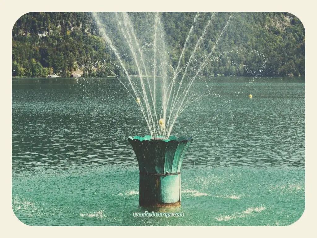 Wolfgangsee water spout in St. Gilgen, Salzburg, Austria