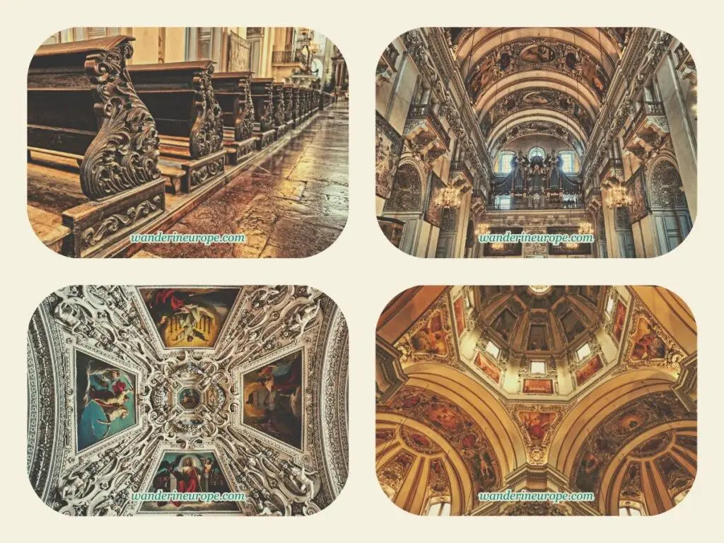 Different beautiful scenes in Salzburg Cathedral, beautiful places in Salzburg, Austria