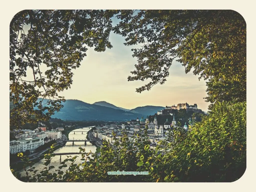 Magical View of Old Town Salzburg from Monchsberg, Salzburg, Austria