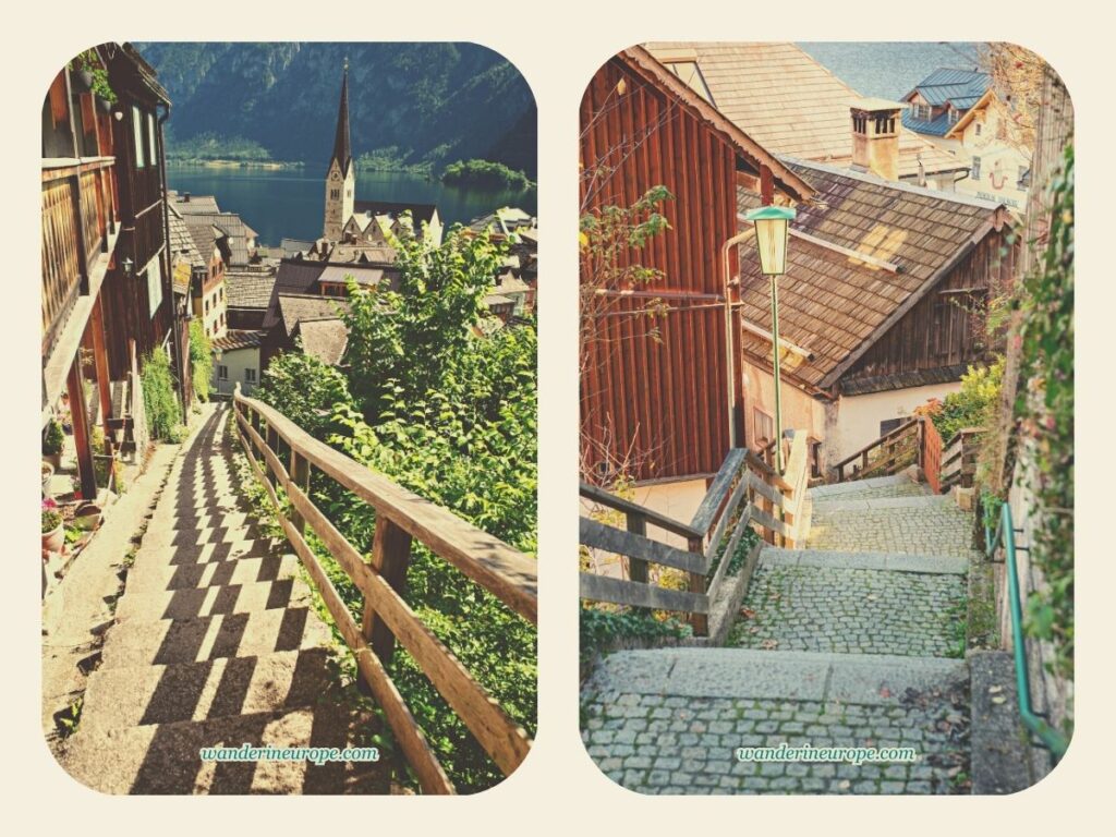 Scenes when you wander in the village of Hallstatt, a day trip from Salzburg, Austria