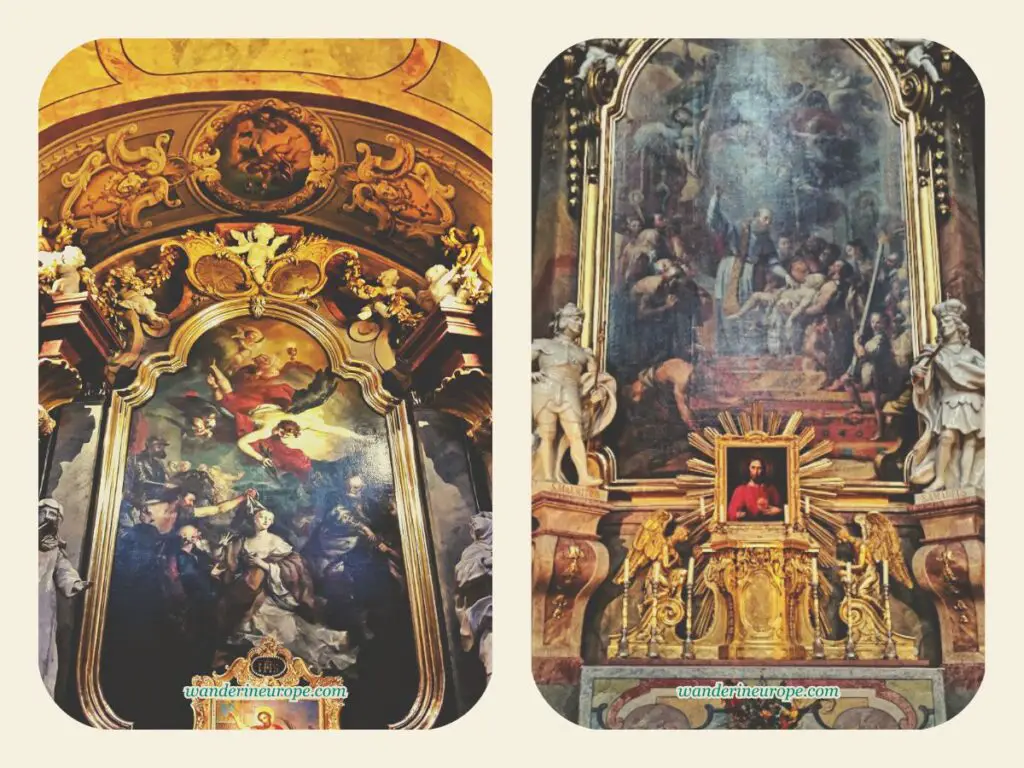 Left — small chapel, Right — big chapel in Peterskirche, Vienna, Austria