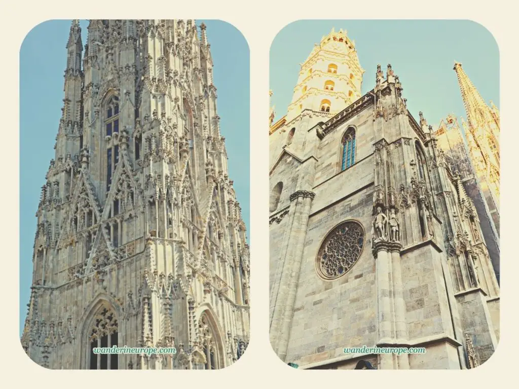 The beautiful south tower and the southern section of the facade of Saint Stephen’s Cathedral, Vienna, Austria