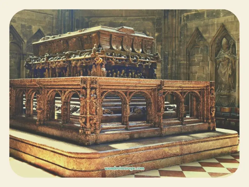 The elaborate Tomb of Frederick III in Saint Stephen's Cathedral, Vienna, Austria