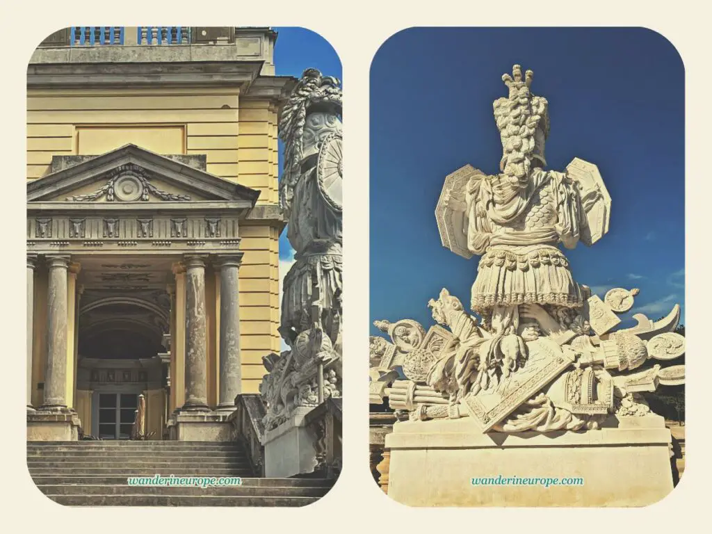The entrance and the statues of Gloriette in Schönbrunn Palace, Vienna, Austria