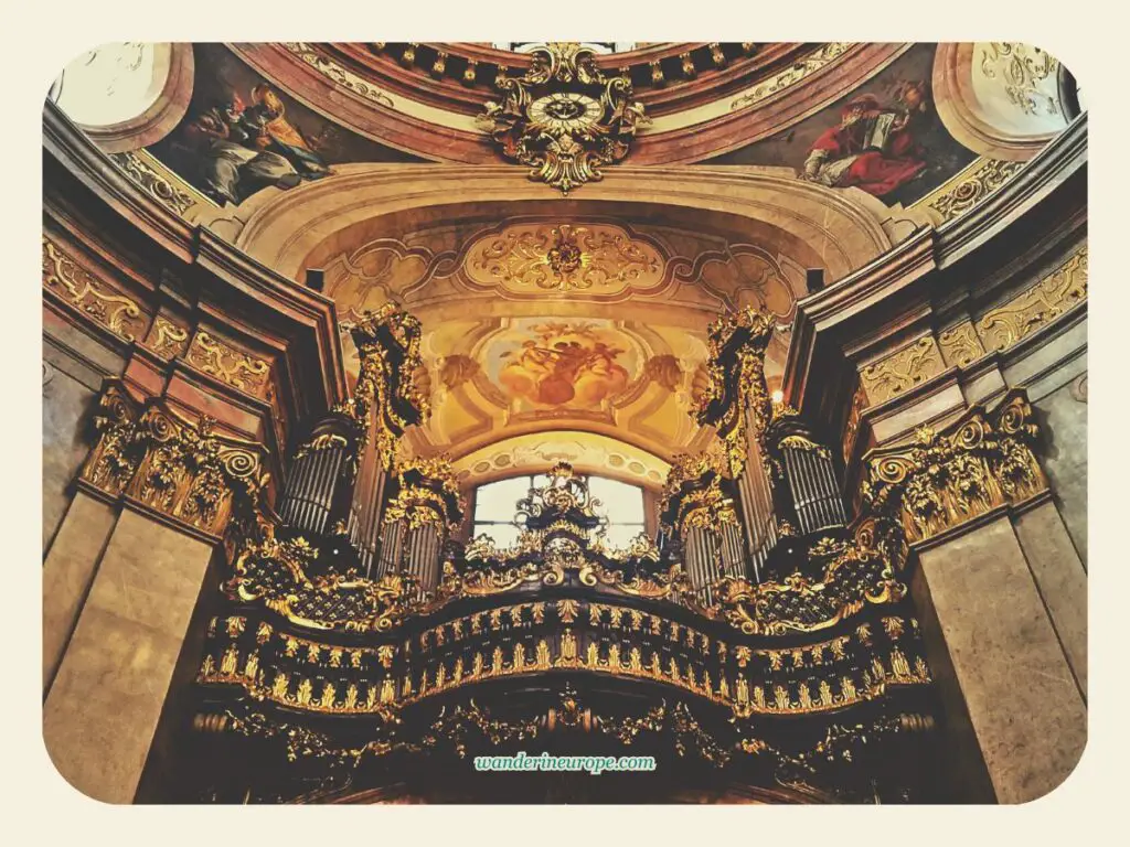 The organ gallery of Peterskirche, Vienna, Austria