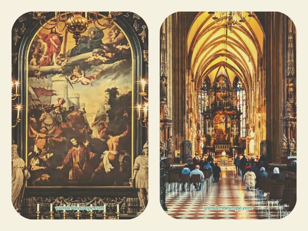 The painting of Saint Stephen and the high altar of the cathedral, Vienna, Austria