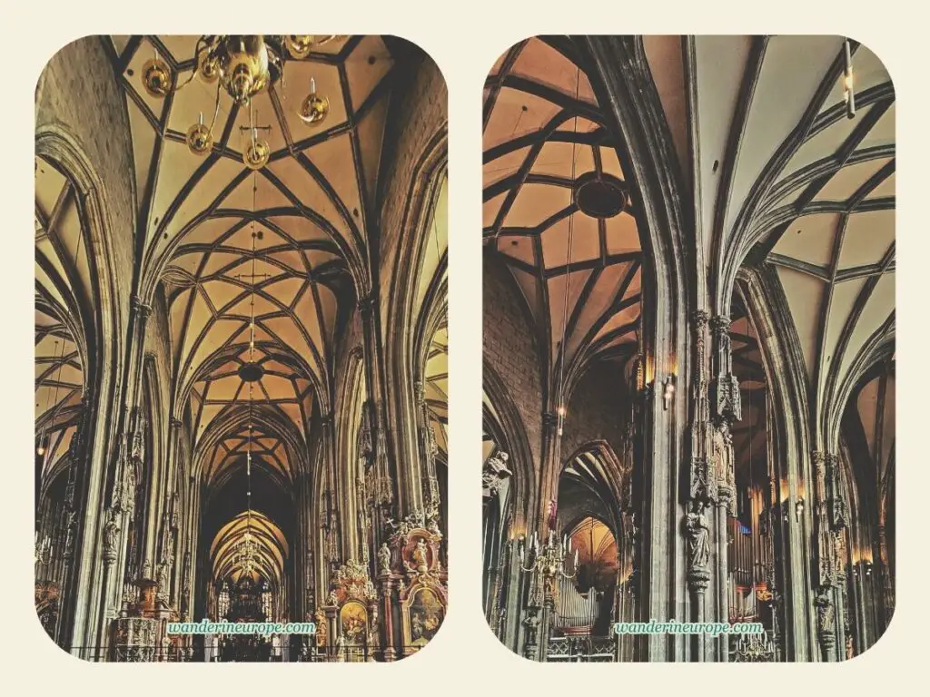 The slender pillars of Saint Stephen’s Cathedral that will lead your sight from ground to the ceiling, Vienna, Austria
