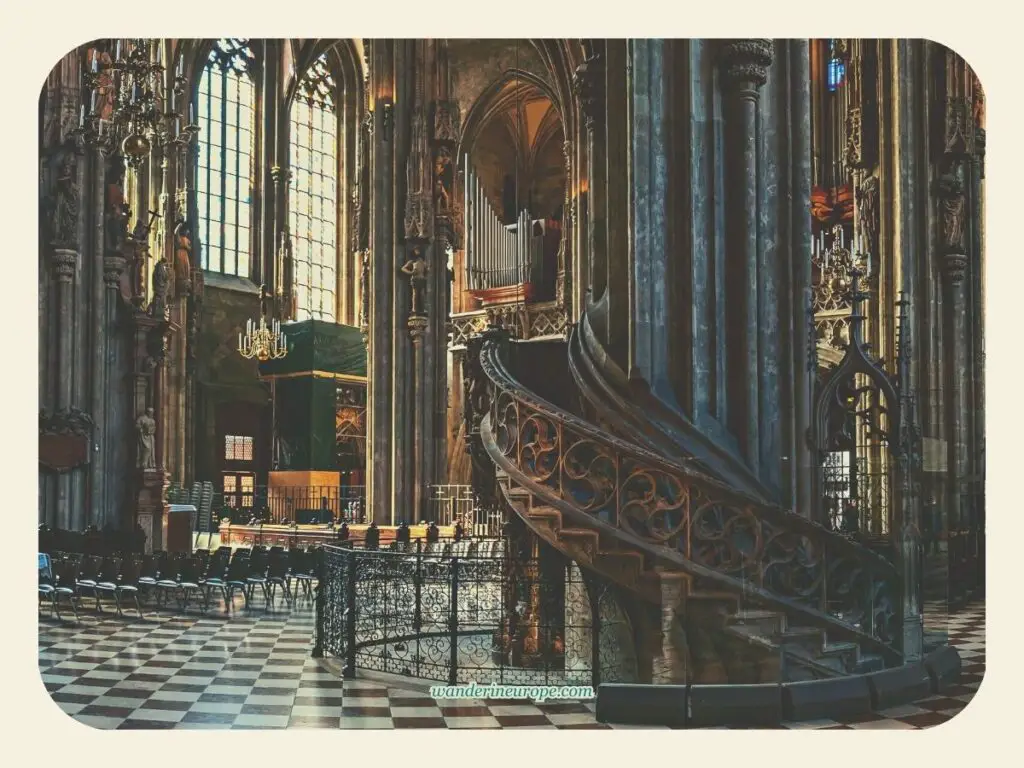 The stairway of Saint Stephen’s Cathedral’s pulpit, Vienna, Austria