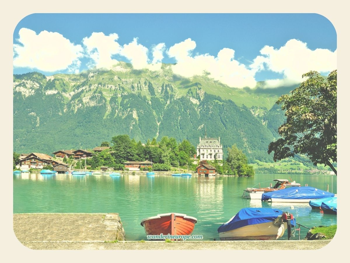A pleasant day for renting a boat or kayaking in Iseltwald or Lake Brienz, Jungfrau Region, Switzerland