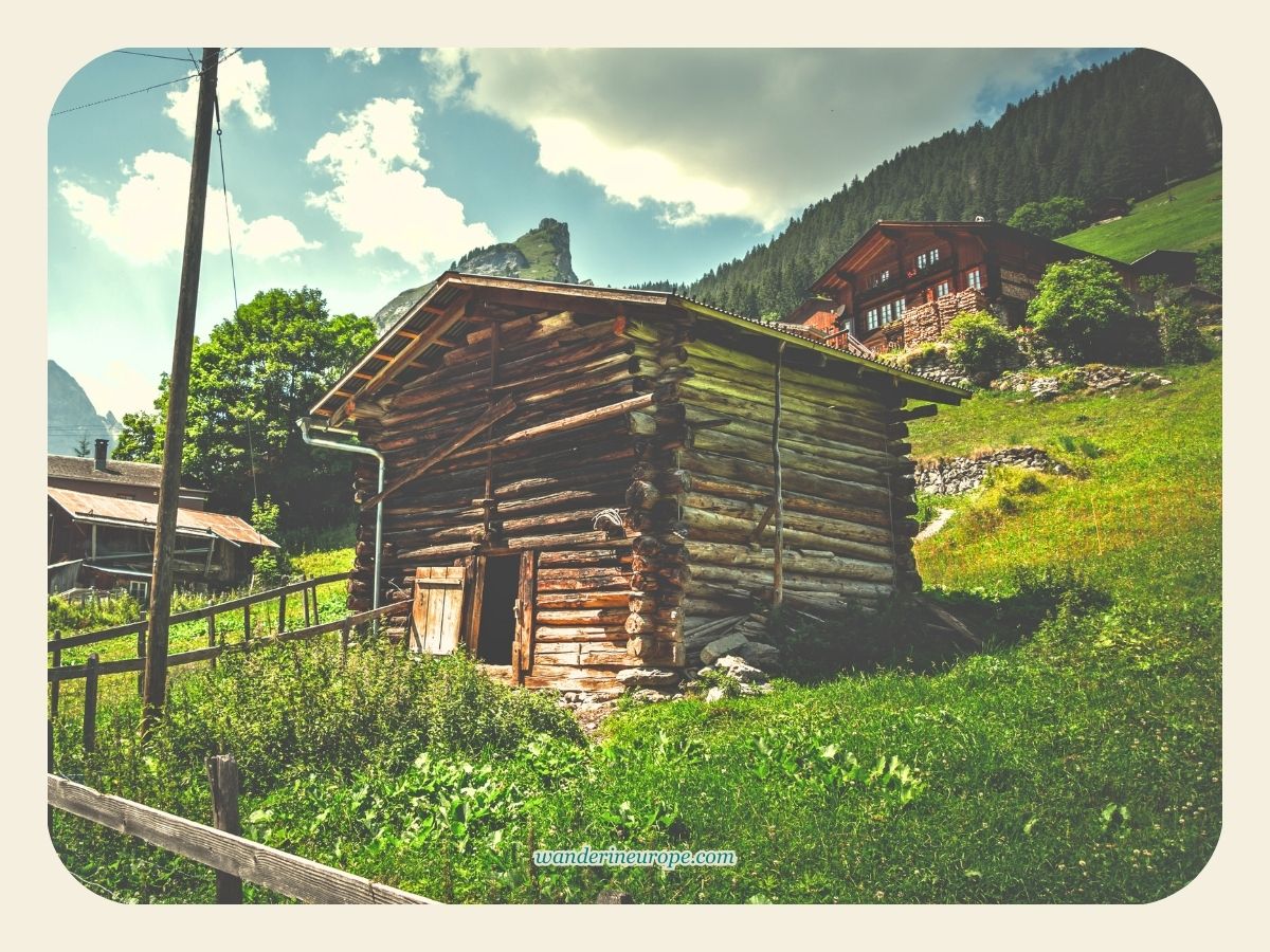 A small barn giving a nostalgic feel in Gimmelwald, Switzerland