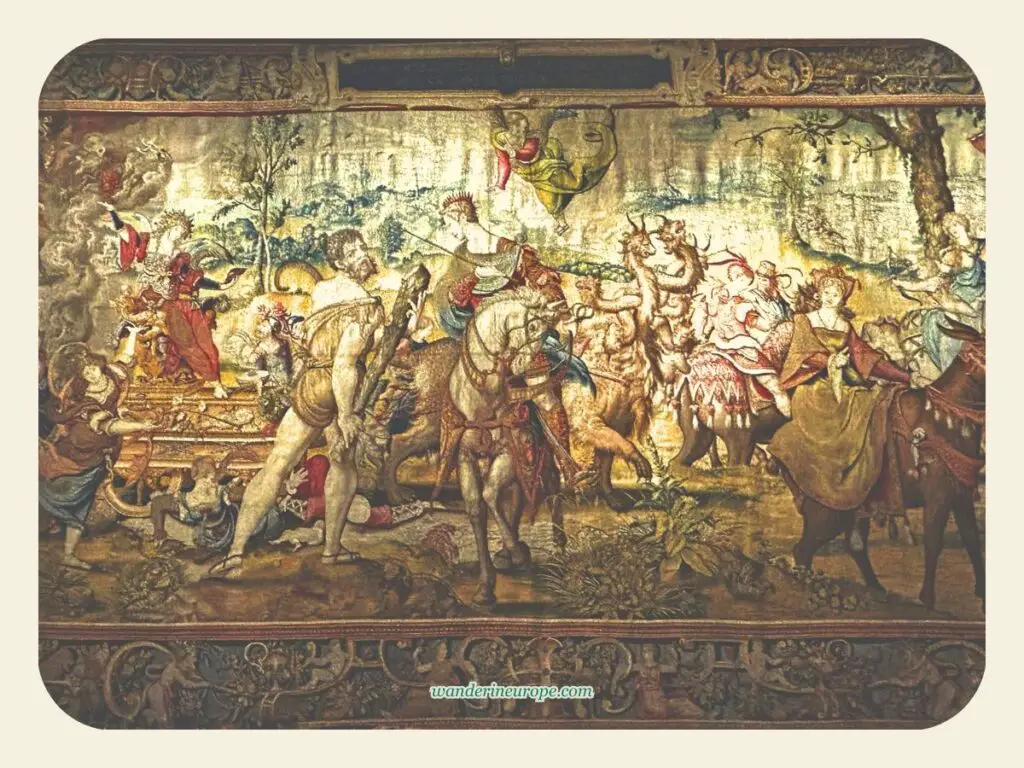 A time transporting tapestry on the second floor of Kunsthistorisches Museum, Vienna, Austria