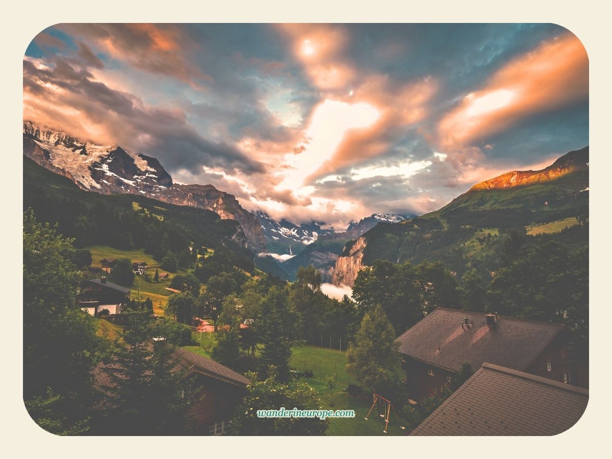 Beautiful scenes in the village of Wengen, Jungfrau Region, Switzerland