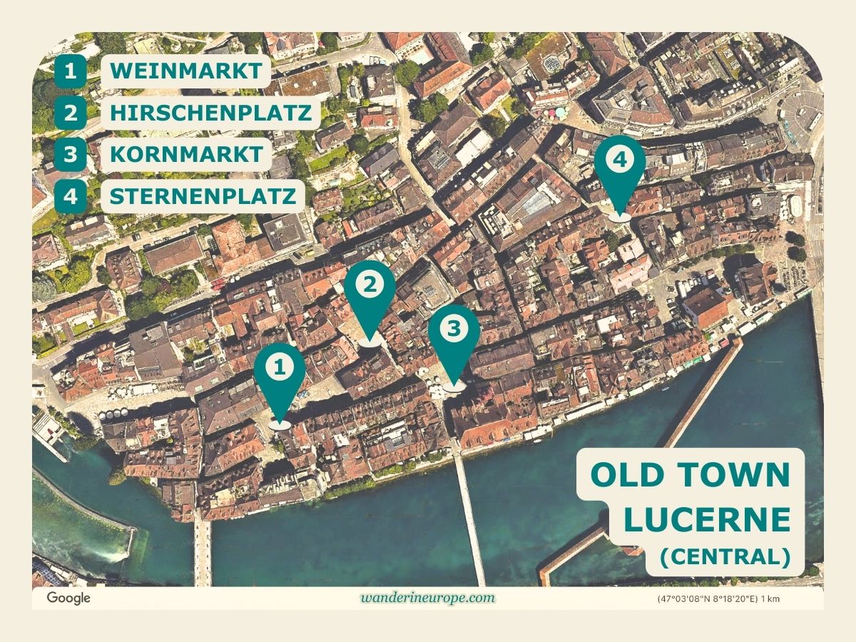 Central - Map of Old Town Lucerne, Switzerland