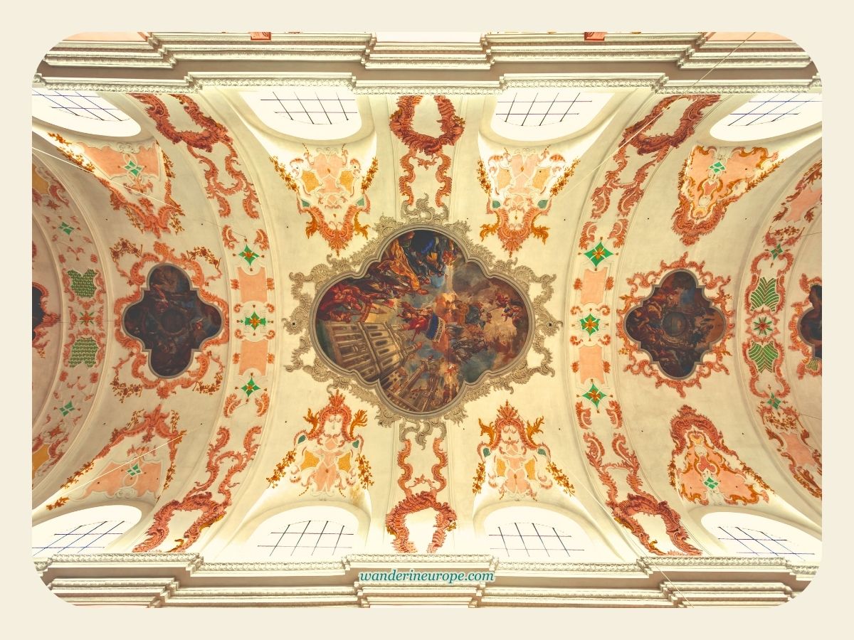 Cycle of frescoes on the ceiling of the the Jesuit Church's nave in Lucerne, Switzerland