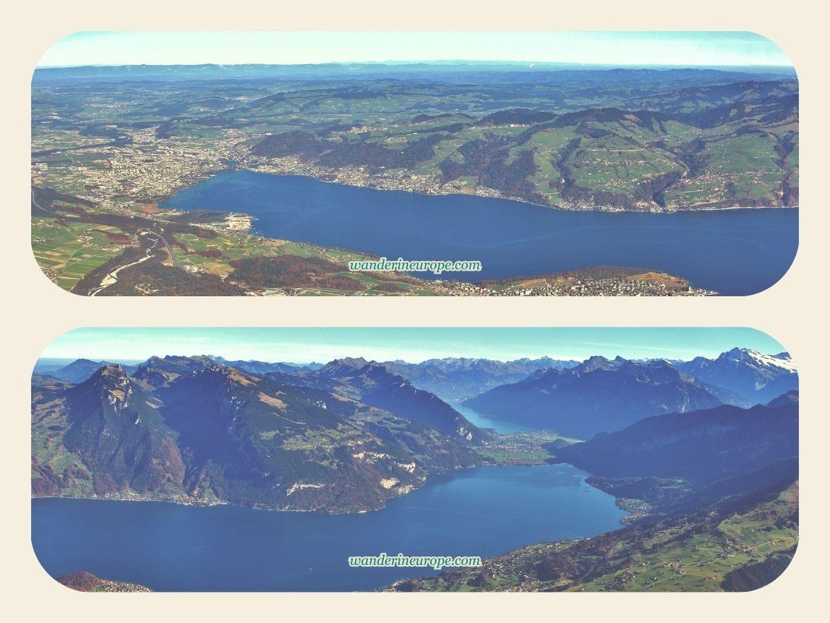 Daytime panorama of Lake Thun from Mount Niesen, Switzerland