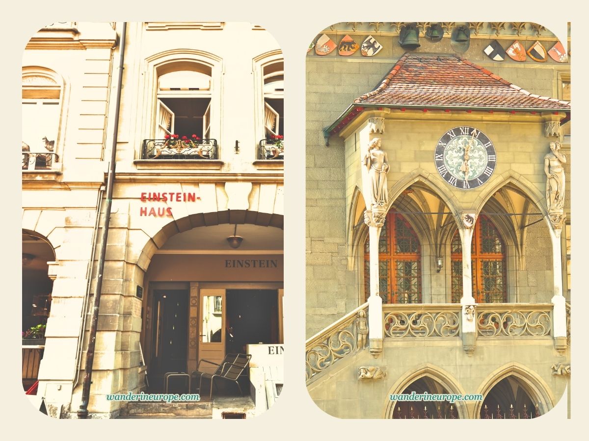 Einsteinhaus (left), Rathaus (right), tourist attractions for 2-day trip to Bern, Switzerland