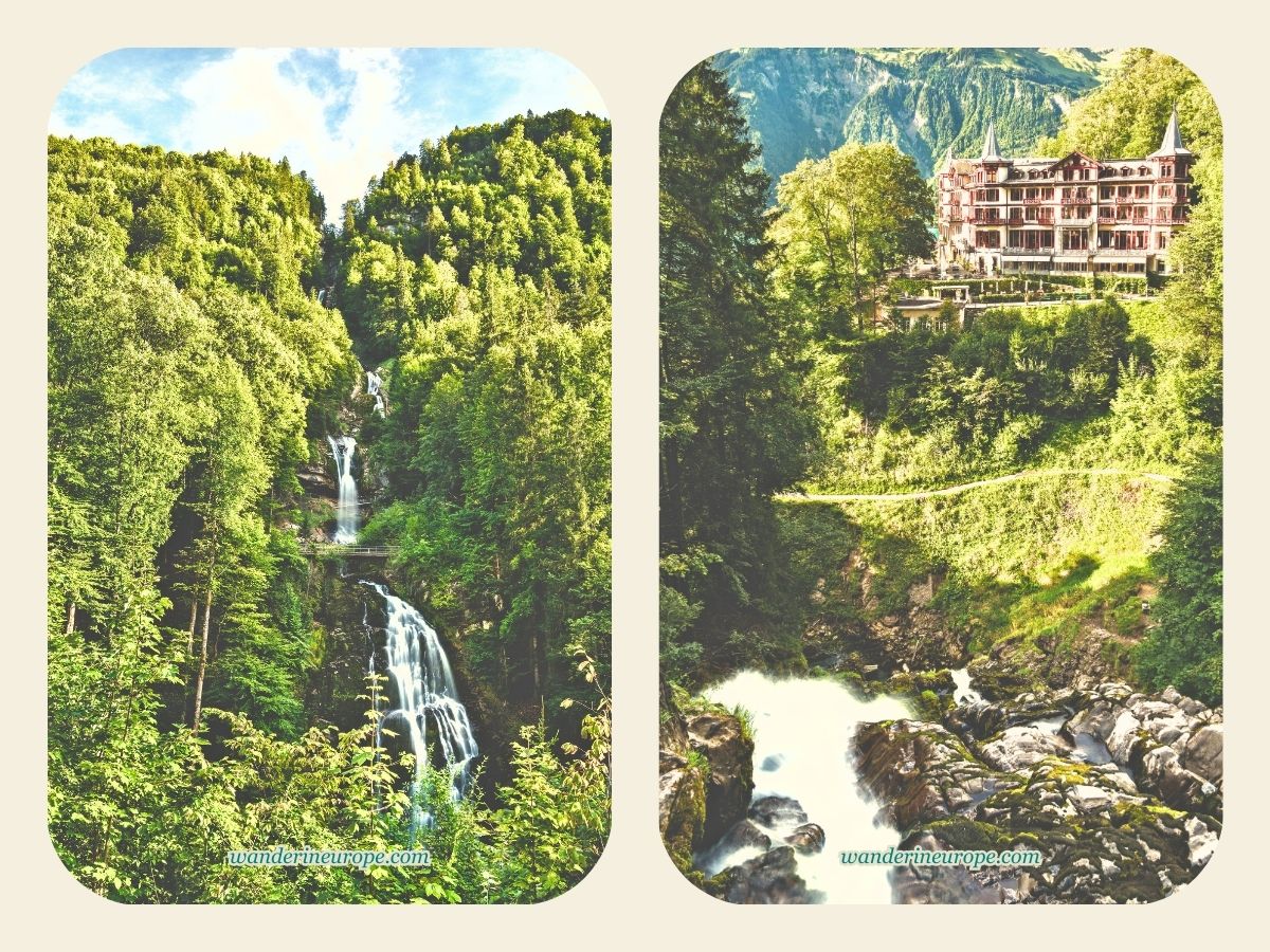 Giessbach Waterfall and Giessbach Hotel near Iseltwald, Jungfrau Region, Switzerland