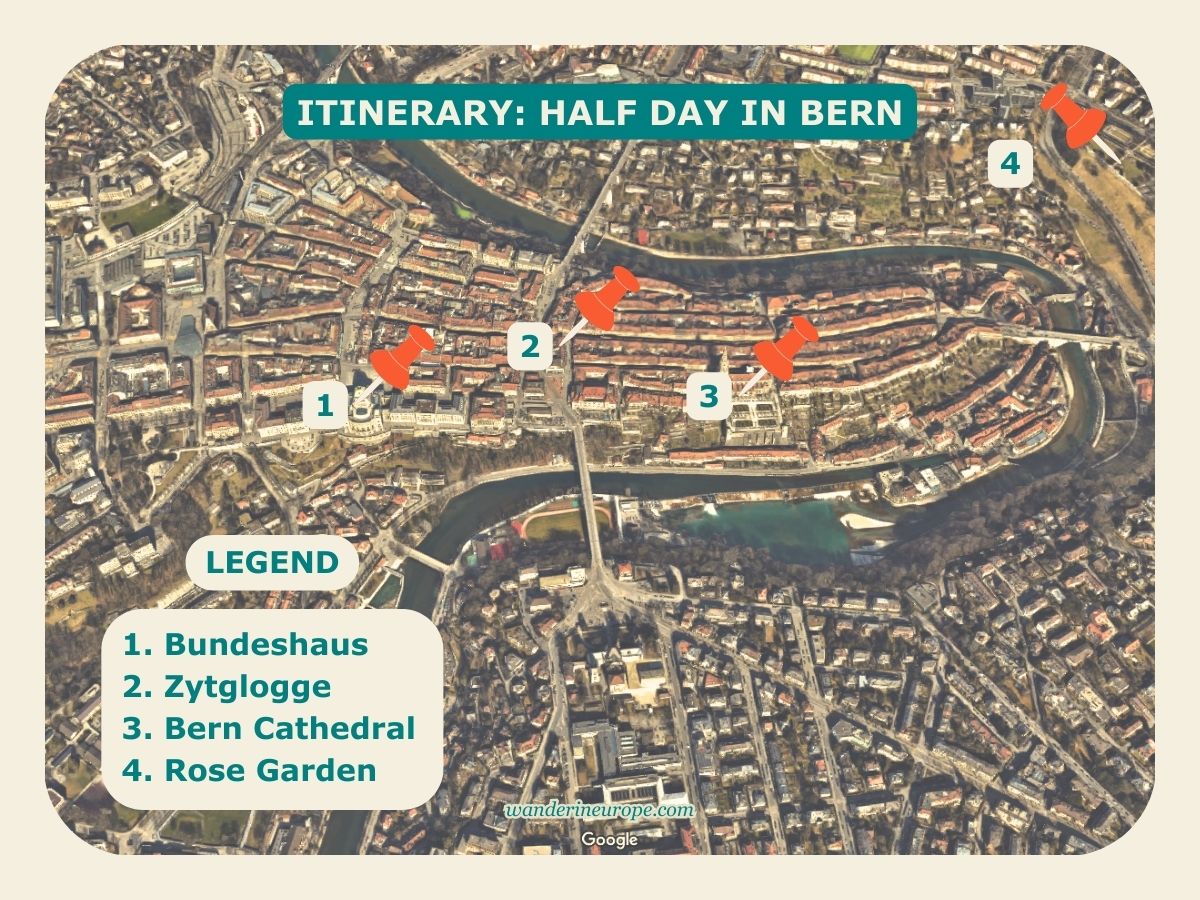 Half A Day In Bern Itinerary Map