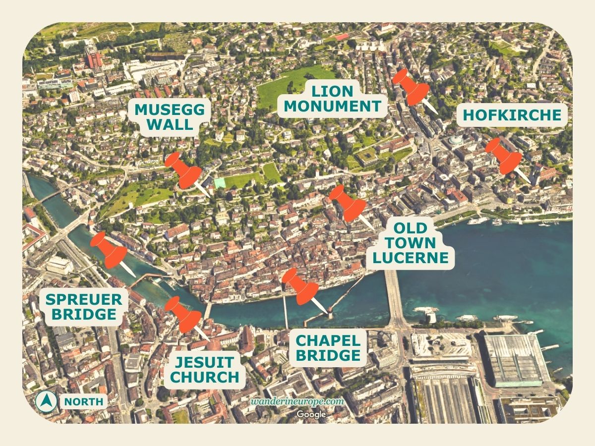 Half Day Walking Tour Lucerne Old Town Map