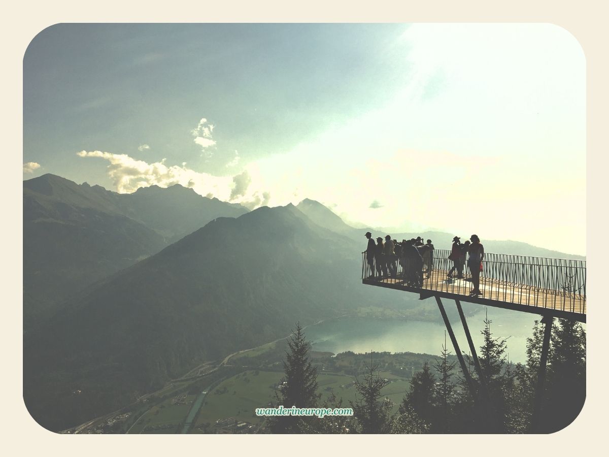Harder Kulm's viewing deck with Lake Thun, Interlaken, Switzerland
