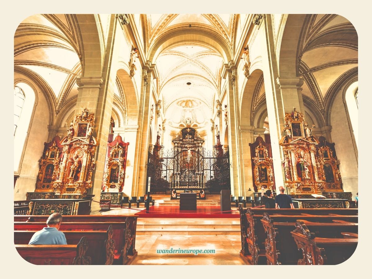 Inside Hofkirche (Church of Saint Leodegar) in Lucerne, Switzerland