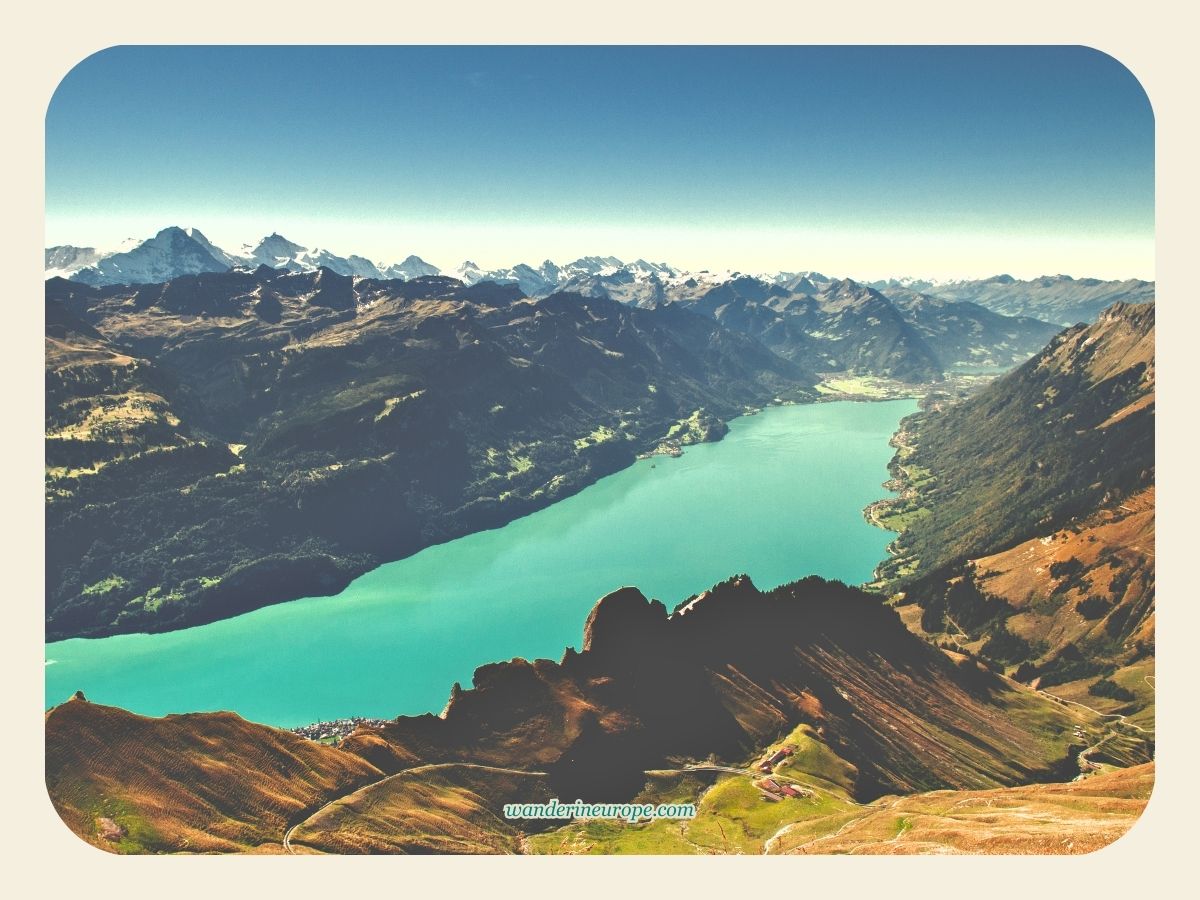 Lake Brienz bird's eye view from Rothorn, Day 6 Switzerland Itinerary