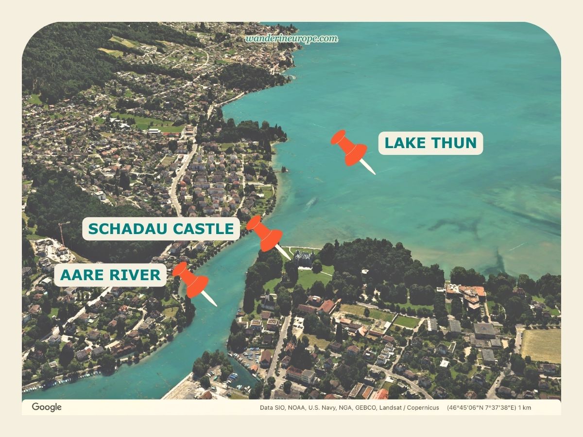 Location of Schadau Castle and Lake Thun, Switzerland