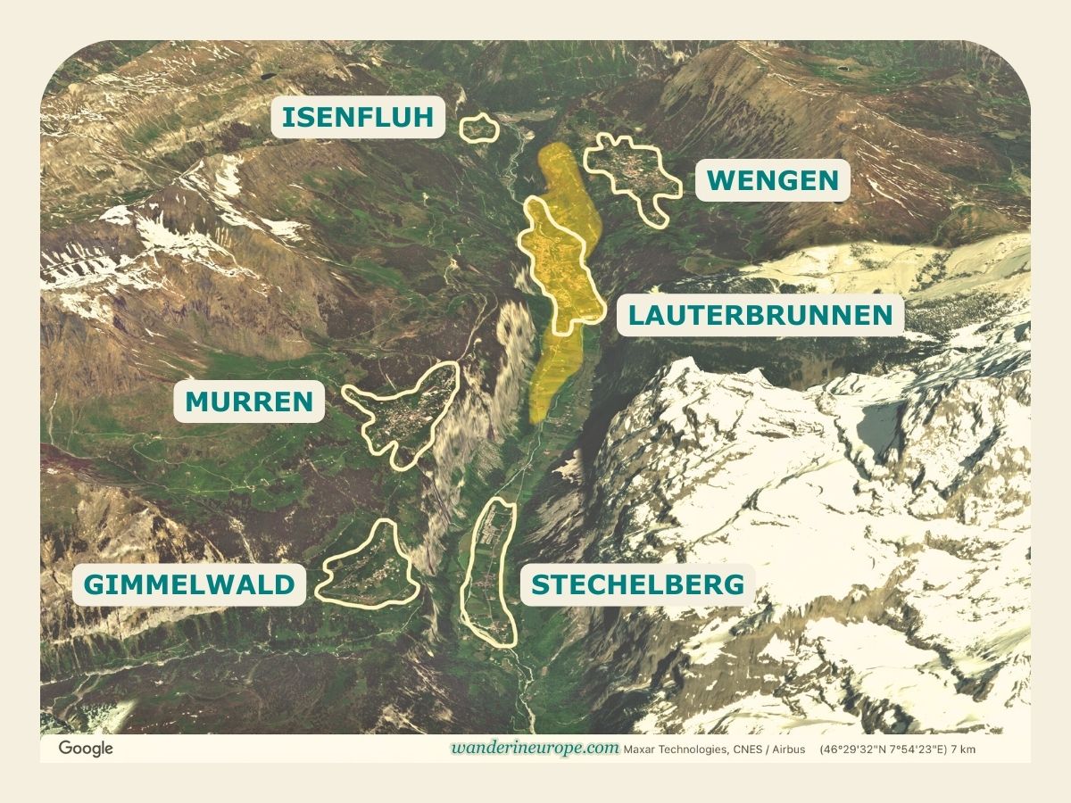 Map of Lauterbrunnen Valley, Switzerland